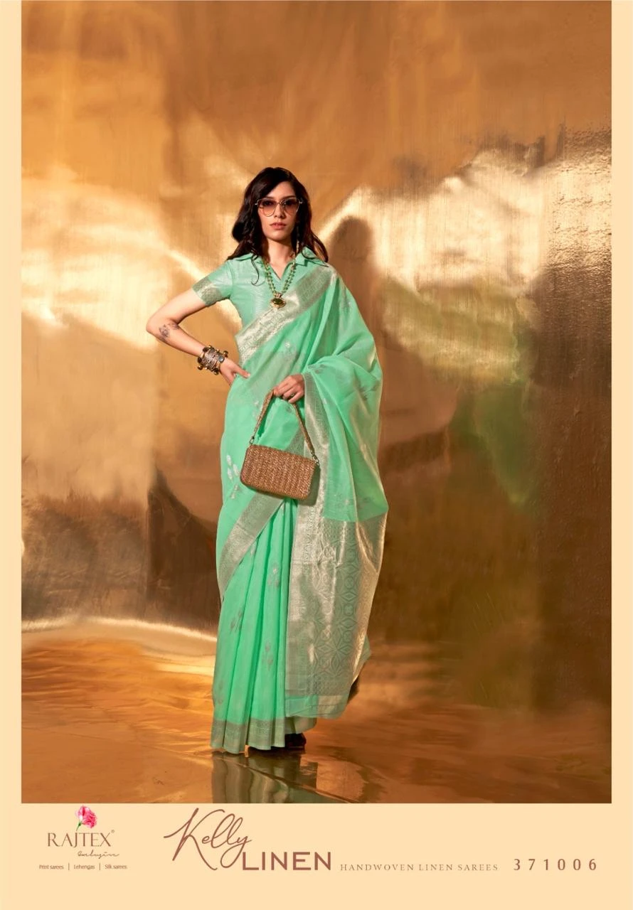 Rajtex Kelly Linen Cotton Wholesale Fancy Sarees Catalog — Wholesale Sarees, rajtex wholesale from Surat - Gallery Image 9